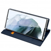 Dux Ducis Skin Pro Case - кожен калъф с поставка и отделение за кр. карти за Samsung Galaxy S22 Ultra (син) 3