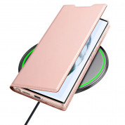 Dux Ducis Skin Pro Case - кожен калъф с поставка и отделение за кр. карти за Samsung Galaxy S22 Ultra (розов) 4
