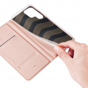 Dux Ducis Skin Pro Case - кожен калъф с поставка и отделение за кр. карти за Samsung Galaxy S22 Ultra (розов) 5