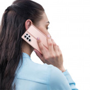 Dux Ducis Skin Pro Case - кожен калъф с поставка и отделение за кр. карти за Samsung Galaxy S22 Ultra (розов) 7