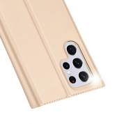 Dux Ducis Skin Pro Case - кожен калъф с поставка и отделение за кр. карти за Samsung Galaxy S22 Ultra (златист) 2