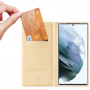 Dux Ducis Skin Pro Case - кожен калъф с поставка и отделение за кр. карти за Samsung Galaxy S22 Ultra (златист) 1