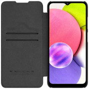 Nillkin Qin Leather Flip Case - кожен калъф, тип портфейл за Samsung Galaxy A03s (черен) 3