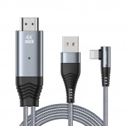 Joyroom Lightning to HDMI Cable and Charging Function 4K - кабел за свързване и зареждане от Lightning към HDMI за мобилни устройства с Lightning порт (сив)