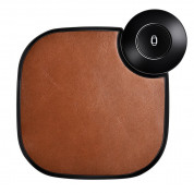 iCarer Leather 2 in 1 Wireless Charger 10W - поставка (пад) за безжично зареждане на Qi съвместими устройства и зареждане на Apple Watch (кафяв) 
