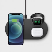 Uniq Aereo Mag 3-in-1 Wireless Charger 15W - тройна поставка (пад) за безжично зареждане за iPhone с Magsafe, Apple Watch, AirPods Pro и Qi съвместими мобилни устройства (черен) 1