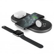 Uniq Aereo Plus 3in1 Wireless Charging Pad 30W - тройна поставка (пад) за безжично зареждане за Qi съвместими устройства, Apple Watch и Apple AirPods (черен) 2