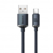 Baseus Crystal Shine USB-A to USB-C Cable PD 2.0 100W (CAJY000501) - здрав кабел с въжена оплетка и бързо зареждане за устройства с USB-C порт (200 см) (черен) 1