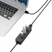 Orico USB 3.0 4-Port Hub - 4 портов USB 3.0 хъб за MacBook и преносими компютри (30см) (черен) 4