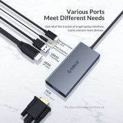 Orico USB-C 5-in-1 Hub (MC-U501P-GY-BP) - мултифункционален хъб за свързване на допълнителна периферия за устройства с USB-C (тъмносив) 13