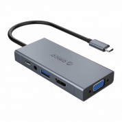 Orico USB-C 5-in-1 Hub - мултифункционален хъб за свързване на допълнителна периферия за устройства с USB-C (тъмносив)