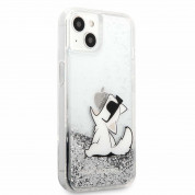 Karl Lagerfeld Liquid Glitter Choupette Fun Case - дизайнерски кейс с висока защита за iPhone 13 mini (прозрачен-сребрист) 1