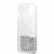 Karl Lagerfeld Liquid Glitter Choupette Fun Case - дизайнерски кейс с висока защита за iPhone 13 mini (прозрачен-сребрист) 3