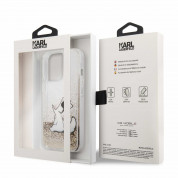 Karl Lagerfeld Liquid Glitter Choupette Fun Case - дизайнерски кейс с висока защита за iPhone 13 Pro (прозрачен-златист) 5
