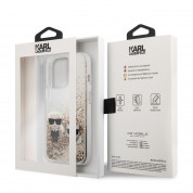 Karl Lagerfeld Liquid Glitter Karl & Choupette Case - дизайнерски кейс с висока защита за iPhone 13 Pro (прозрачен-златист) 5