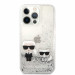 Karl Lagerfeld Liquid Glitter Karl & Choupette Case - дизайнерски кейс с висока защита за iPhone 13 Pro (прозрачен-сребрист) 2