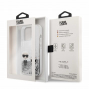 Karl Lagerfeld Liquid Glitter Karl & Choupette Case - дизайнерски кейс с висока защита за iPhone 13 Pro (прозрачен-сребрист) 5