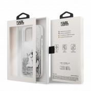 Karl Lagerfeld Liquid Glitter Choupette Fun Case - дизайнерски кейс с висока защита за iPhone 13 Pro (прозрачен-сребрист) 5