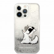 Karl Lagerfeld Liquid Glitter Choupette Fun Case - дизайнерски кейс с висока защита за iPhone 13 Pro (прозрачен-сребрист) 1