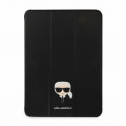 Karl Lagerfeld Saffiano Karl Head Folio Case - дизайнерски кожен кейс с поставка за iPad Pro 11 M1 (2021), iPad Pro 11 (2020), iPad Pro 11 (2018) (черен)