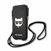 Karl Lagerfeld Pouch Saffiano Choupette Head L - кожен калъф с връзка за мобилни телефони (черен)  1