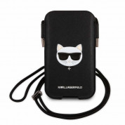 Karl Lagerfeld Pouch Saffiano Choupette Head L - кожен калъф с връзка за мобилни телефони (черен) 