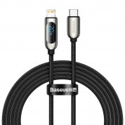 Baseus Digital Display USB-C to Lightning Cable PD 20W (CATLSK-A01) - USB-C към Lightning кабел за Apple устройства с Lightning порт (200 см) (черен)