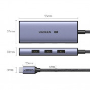 Ugreen 4 in 1 USB-C Hub 8K 30Hz - USB-C хъб с четири USB порта и HDMI порт за мобилни устройства с USB-C (тъмносив) 15