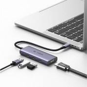 Ugreen 4 in 1 USB-C Hub 8K 30Hz - USB-C хъб с четири USB порта и HDMI порт за мобилни устройства с USB-C (тъмносив) 1