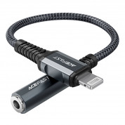 Acefast MFI Lightning to 3.5 mm Audio Adapter - адаптер от Lightning към 3.5 мм аудио жак за устройства с Lightning порт (18 см) (тъмносив)