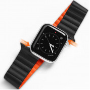 Dux Ducis Silicone Magnetic Strap (Chain Version) - магнитна силиконова каишка за Apple Watch 42мм, 44мм, 45мм, Ultra 49мм (черен-оранжев)