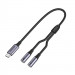 Ugreen Headphones And Microphone Audio Cable USB-C to 2x3.5mm - аудио кабел за свързване на слушалки и микрофон към мобилни устройства с USB-C (30 см) (черен) 1