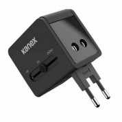 Kanex GoPower 2-Port USB International Travel Adapter - адаптер за ел. мрежа с преходници за цял свят с 2xUSB-A изходи (черен) 