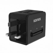 Kanex GoPower 2-Port USB International Travel Adapter - адаптер за ел. мрежа с преходници за цял свят с 2xUSB-A изходи (черен)  2