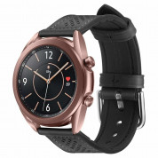 Spigen Retro Fit Band 20mm - кожена каишка за Samsung Galaxy Watch 4, Galaxy Watch Active 2, Huawei Watch GT 2 42mm и други (20мм) (черен) 4