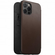 Nomad Folio Leather Rugged Case - кожен (естествена кожа) калъф, тип портфейл за iPhone 12 Pro Max (кафяв) 4