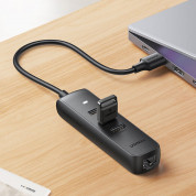 Ugreen USB-A 2.0 Hub 3-port with Ethernet - 3-портов USB 2.0 хъб с Ethernet за компютри и лаптопи с USB-A порт (черен) 1