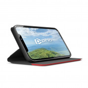 Prio Book Case - кожен калъф с поставка за Samsung Galaxy A53 (черен-червен) 3