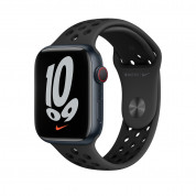 Apple Watch Nike Sport Band - оригинална силиконова каишка за Apple Watch 42мм, 44мм, 45мм, Ultra 49мм (тъмносив-черен)