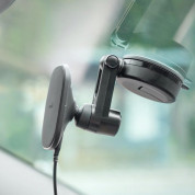 Moshi SnapTo Universal Car Mount 10W - магнитна поставка с безжично зареждане за таблото, стъклото или радиатора на кола и USB-C кабел (120 см) (черен) 10