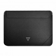 Guess Saffiano Triangle Metal Logo Notebook Sleeve - дизайнерски луксозен кожен калъф за MacBook Air 13, MacBook Pro 13, MacBook Pro 14 и лаптопи до 14 инча (черен) 1