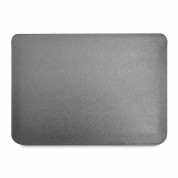 Guess Saffiano Triangle Metal Logo Notebook Sleeve - дизайнерски луксозен кожен калъф за MacBook Air 13, MacBook Pro 13, MacBook Pro 14 и лаптопи до 14 инча (сребрист) 2