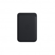 Apple iPhone Leather Wallet with MagSafe And Find My Support - оригинален кожен портфейл (джоб) за прикрепяне към iPhone с MagSafe (черен)