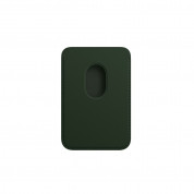 Apple iPhone Leather Wallet with MagSafe And Find My Support - оригинален кожен портфейл (джоб) за прикрепяне към iPhone с MagSafe (тъмнозелен) 1