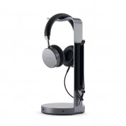 Satechi Aluminium USB Headphone Stand - дизайнерска алуминиева поставка за слушалки с USB-A изходи (тъмносив) 3
