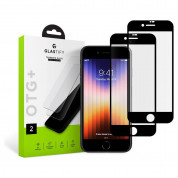Glastify OTG Plus 2.5D Tempered Glass 2 Pack - 2 броя калени стъклени защитни покрития за iPhone SE (2022), iPhone SE (2020), iPhone 8, iPhone 7 (черен-прозрачен)