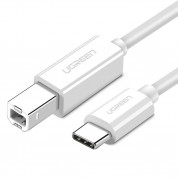 Ugreen US241 USB-C To USB-B 2.0 Print Cable - кабел за принтер и други външни устройства USB-C Male към USB-B Male (100 см) (бял)