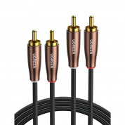 Ugreen AV199 Extension Cable 2 x RCA (Cinch) to 2 x RCA (Cinch) - качествен 2 x RCA към 2 x RCA (чинча) аудио кабел (200 см) (черен-кафяв) 