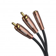 Ugreen AV198 2 x RCA Cable to Jack 3.5mm - качествен аудио кабел 2 x RCA към 3.5 mm аудио жак (женски) (100 см) (черен-кафяв) 