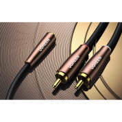 Ugreen AV198 2 x RCA Cable to Jack 3.5mm - качествен аудио кабел 2 x RCA към 3.5 mm аудио жак (женски) (100 см) (черен-кафяв)  2